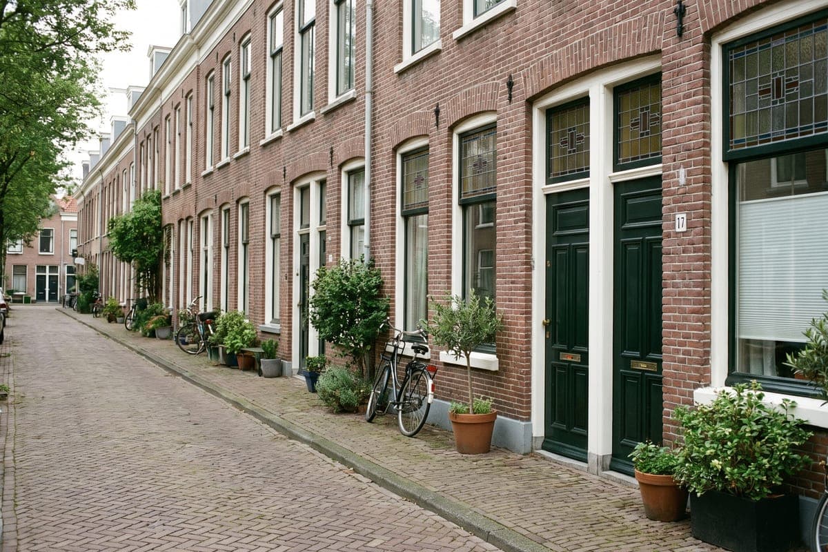 Straat met woningen in Haarlem